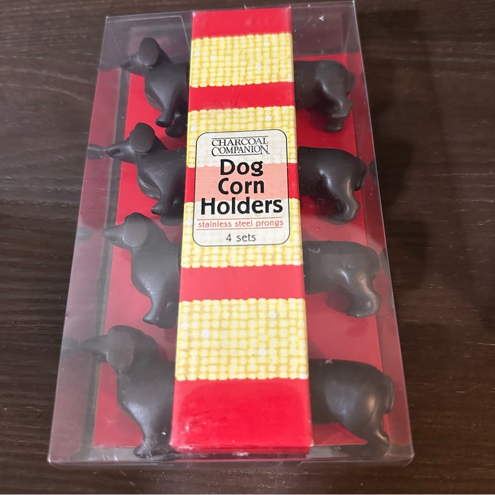 Charcoal Companion Dog Corn Holders Dachshund Set of 4 New NIB
